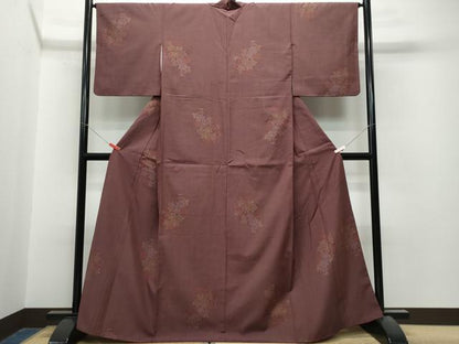 平和屋着物●結城紬 100亀甲 吉祥花文 正絹 逸品 CAAT6916vf