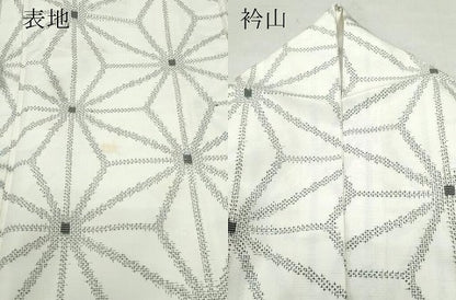 平和屋着物●上質な紬　麻の葉文様　正絹　逸品　CAAT6919vf