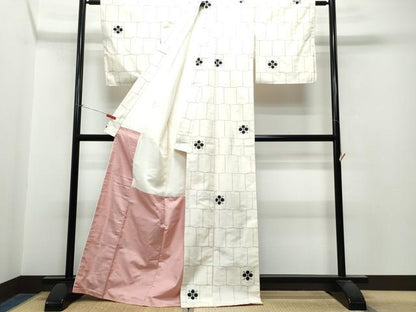 平和屋着物●上質な紬 吉祥花文 正絹 逸品 CAAT6925vf