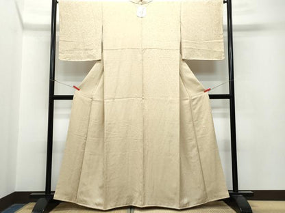 平和屋着物●中井淳夫 色無地 草花地紋 雄黄色 正絹 逸品 CAAT6936vf