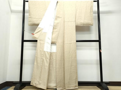 平和屋着物●中井淳夫 色無地 草花地紋 雄黄色 正絹 逸品 CAAT6936vf