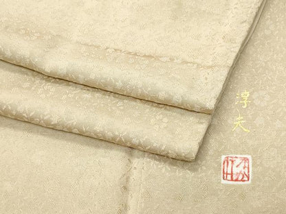 平和屋着物●中井淳夫 色無地 草花地紋 雄黄色 正絹 逸品 CAAT6936vf