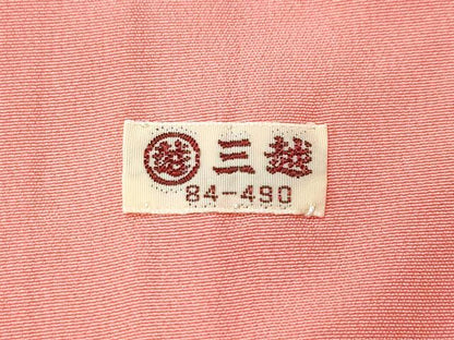 平和屋着物●上質な色無地　御所車絵巻草花地紋　真朱色　三越扱い　正絹　逸品　CAAT6937vf