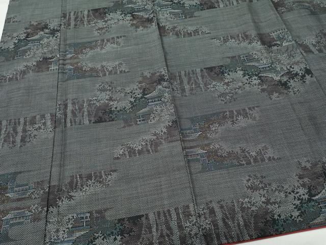 平和屋着物●本場大島紬　9マルキ　風景草木文　正絹　逸品　CAAT6944vf