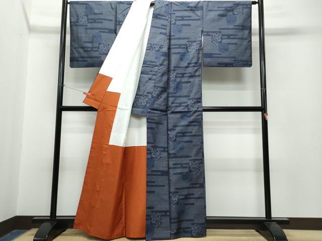 平和屋着物●本場大島紬 エ霞雪輪花文 正絹 逸品 CAAT6945vf