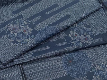 平和屋着物●本場大島紬 エ霞雪輪花文 正絹 逸品 CAAT6945vf