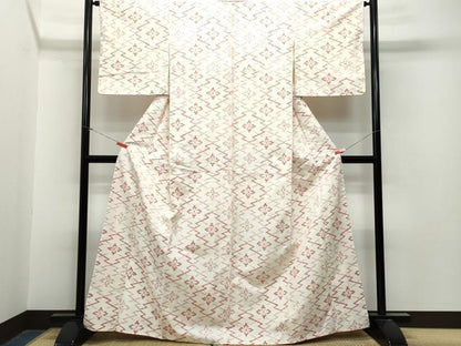 平和屋着物●上質な紬　松皮菱花文　正絹　逸品　CAAT6954vf