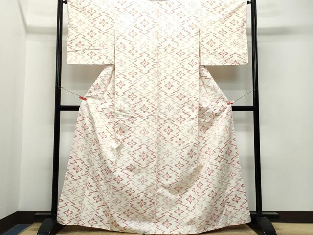平和屋着物●上質な紬　松皮菱花文　正絹　逸品　CAAT6954vf