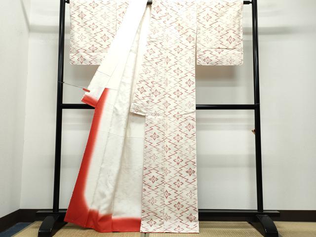 平和屋着物●上質な紬　松皮菱花文　正絹　逸品　CAAT6954vf
