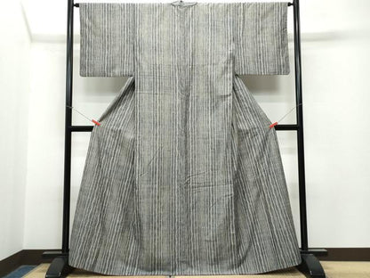 平和屋着物●上質な紬　変わり縞　正絹　逸品　CAAT6955vf