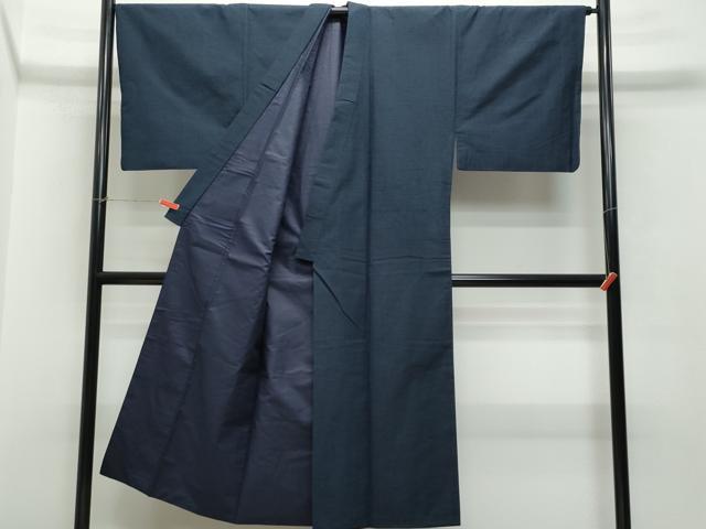 平和屋着物●男性　紬　髭紬・羽織セット　濃紺色　正絹　逸品　CAAT6957vf