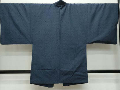 平和屋着物●男性　紬　髭紬・羽織セット　濃紺色　正絹　逸品　CAAT6957vf