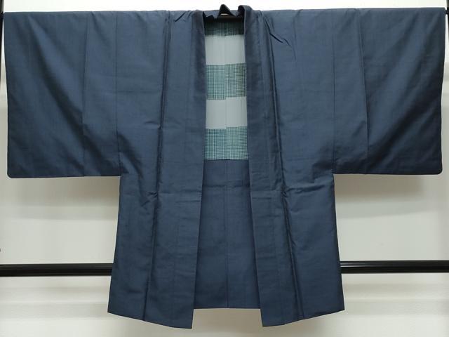 平和屋着物●男性　紬　アンサンブル　濃紺色　正絹　逸品　CAAT6980vf