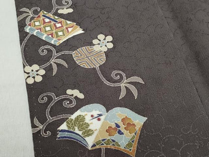平和屋着物●訪問着　作家物　冊子花唐草文　正絹　逸品　CAAT6994vf