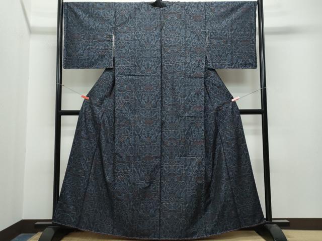 平和屋着物●本場大島紬 吉祥花文 正絹 逸品 CAAT7009vf