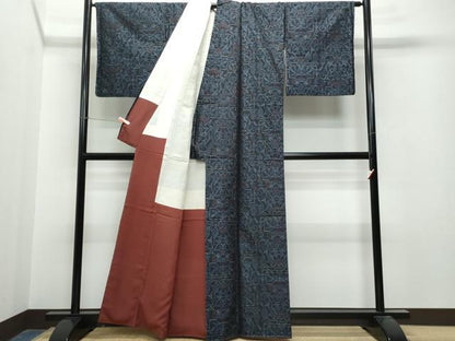 平和屋着物●本場大島紬 吉祥花文 正絹 逸品 CAAT7009vf