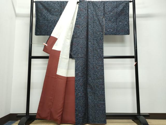 平和屋着物●本場大島紬 吉祥花文 正絹 逸品 CAAT7009vf