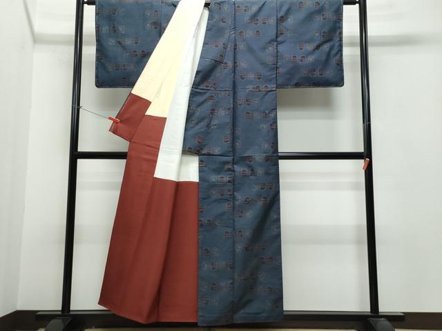 平和屋着物●本場大島紬 7マルキ 遠山エ霞吉祥文 正絹 逸品 CAAT7013vf