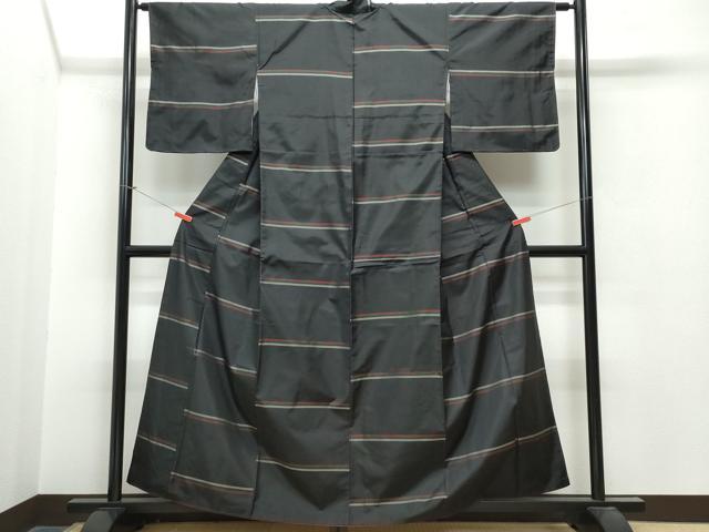 平和屋着物●本場縞大島紬　横段文　正絹　逸品　CAAT7017vf