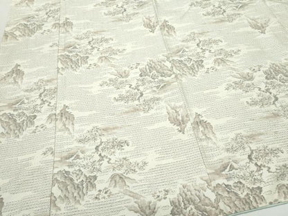 平和屋着物●結城紬 80亀甲 風景草木文 正絹 逸品 CAAT7026vf
