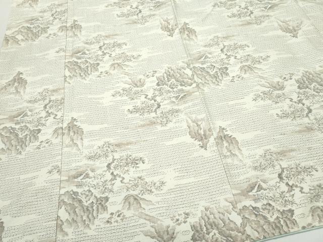 平和屋着物●結城紬 80亀甲 風景草木文 正絹 逸品 CAAT7026vf