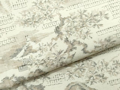 平和屋着物●結城紬 80亀甲 風景草木文 正絹 逸品 CAAT7026vf