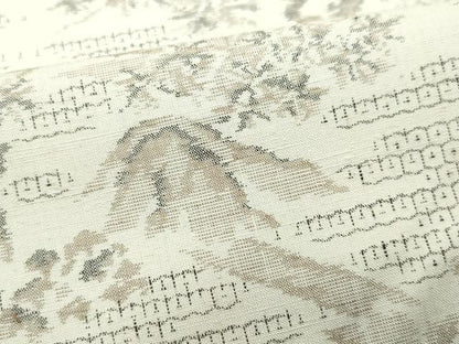 平和屋着物●結城紬 80亀甲 風景草木文 正絹 逸品 CAAT7026vf