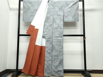 平和屋着物●上質な紬 吉祥草花文 正絹 逸品 CAAT7030vf