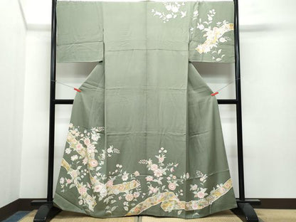平和屋着物●創業460年・千總 訪問着 駒刺繍 草花文 金彩 高島屋扱い 正絹 逸品 CAAT7033vf