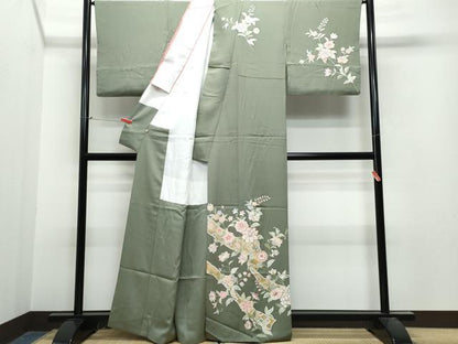 平和屋着物●創業460年・千總 訪問着 駒刺繍 草花文 金彩 高島屋扱い 正絹 逸品 CAAT7033vf