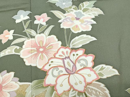 平和屋着物●創業460年・千總 訪問着 駒刺繍 草花文 金彩 高島屋扱い 正絹 逸品 CAAT7033vf