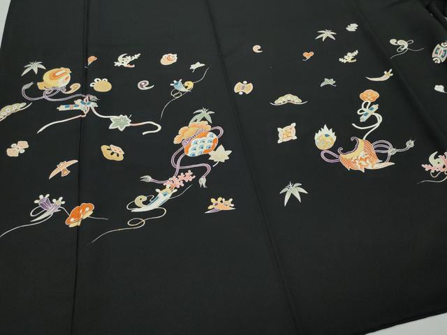 平和屋着物●訪問着 宝尽くし文 黒地 金彩 銀座せきね 正絹 逸品 CAAT7034vf