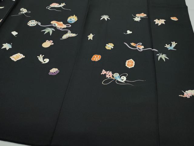 平和屋着物●訪問着 宝尽くし文 黒地 金彩 銀座せきね 正絹 逸品 CAAT7034vf