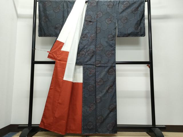 平和屋着物●本場大島紬 亀甲花丸文 喜名田織物謹製 証紙付き 正絹 逸品 CAAT7055vf