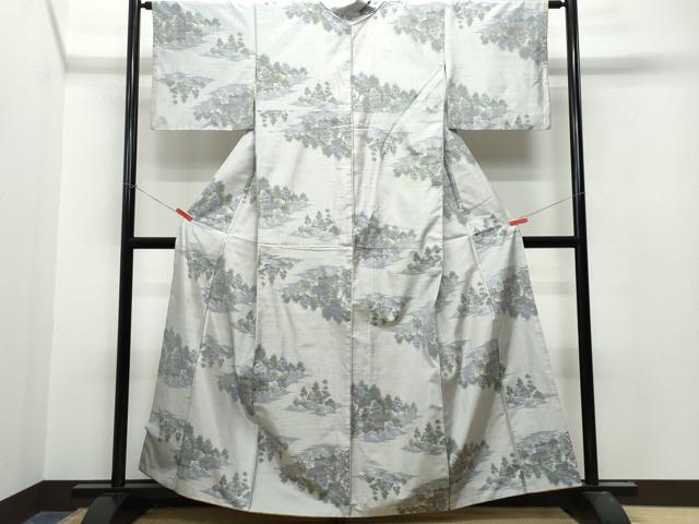 平和屋着物●本場大島紬　白大島　7マルキ　風景草木文　総絣　正絹　逸品　CAAT7070vf