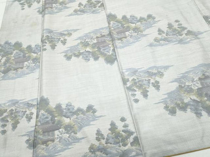 平和屋着物●本場大島紬　白大島　7マルキ　風景草木文　総絣　正絹　逸品　CAAT7070vf