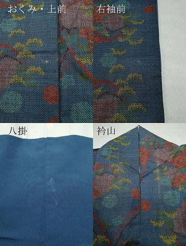 平和屋着物●本場大島紬　7マルキ　風景草花文　正絹　逸品　CAAT7079vf