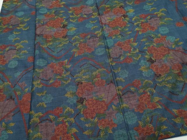 平和屋着物●本場大島紬　7マルキ　風景草花文　正絹　逸品　CAAT7079vf