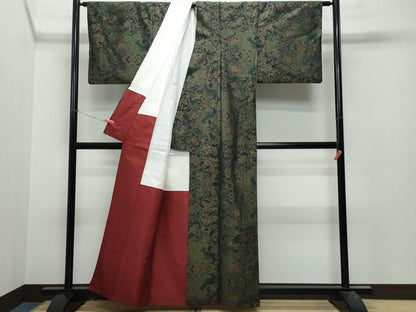 平和屋着物●本場大島紬　風景草木文　正絹　逸品　CAAT7086vf