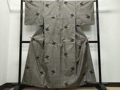 平和屋着物●本場大島紬　9マルキ　草花文　正絹　逸品　CAAT7088vf