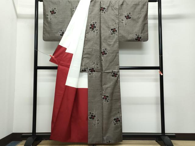 平和屋着物●本場大島紬　9マルキ　草花文　正絹　逸品　CAAT7088vf