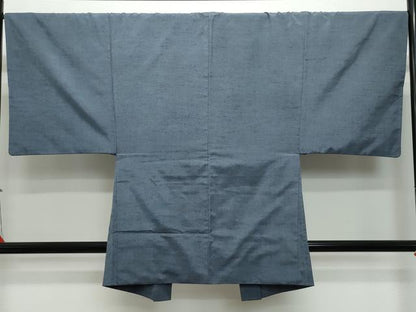 平和屋着物●男性 紬 アンサンブル 藍鉄色 正絹 逸品 CAAT7103vf