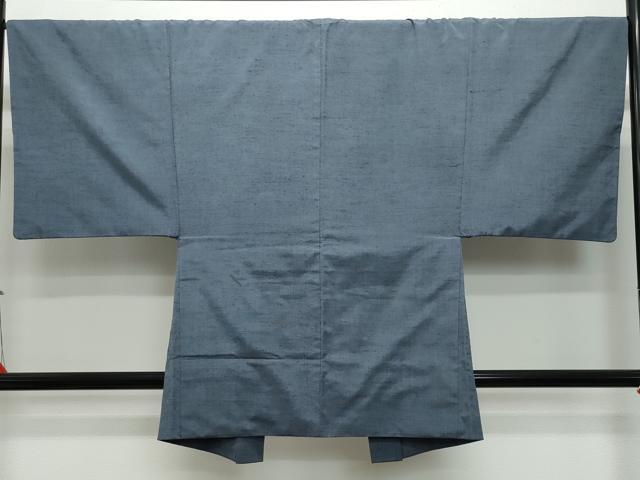平和屋着物●男性 紬 アンサンブル 藍鉄色 正絹 逸品 CAAT7103vf