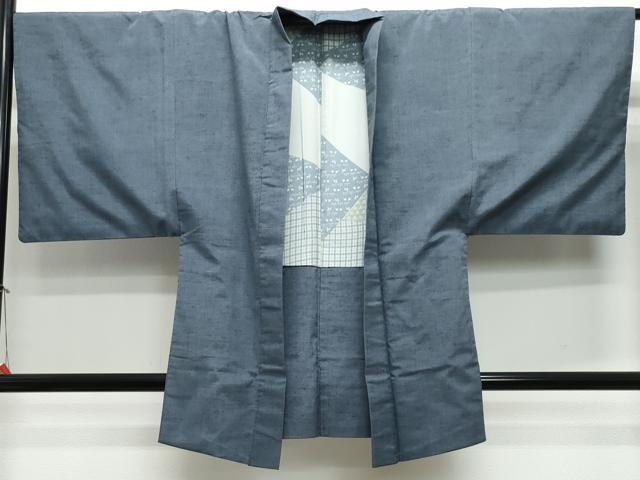 平和屋着物●男性 紬 アンサンブル 藍鉄色 正絹 逸品 CAAT7103vf