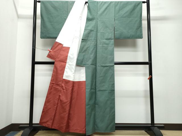 平和屋着物●上質な紬　色無地　仙斎茶色　正絹　逸品　未使用　CAAT7121vf