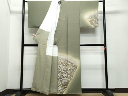 平和屋着物●ろう彩工芸 奥村一心 訪問着 草木文 暈し染め 正絹 逸品 CAAT7131vf