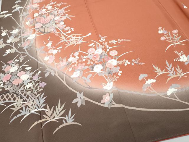 平和屋着物●訪問着　友禅　花籠文　暈し染め　正絹　逸品　CAAT7151vf