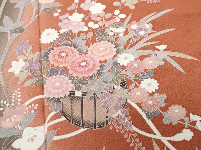 平和屋着物●訪問着　友禅　花籠文　暈し染め　正絹　逸品　CAAT7151vf