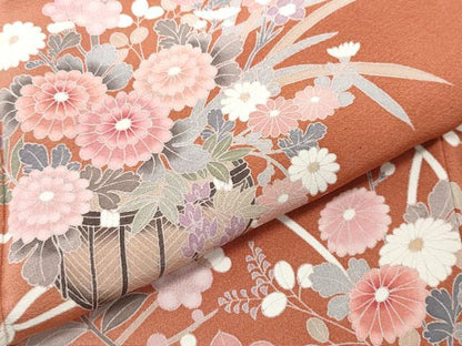 平和屋着物●訪問着　友禅　花籠文　暈し染め　正絹　逸品　CAAT7151vf