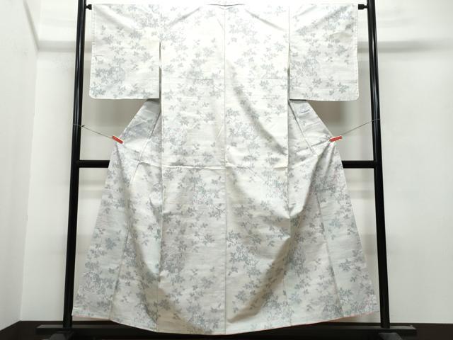 平和屋着物●上質な紬 雪輪枝花文 正絹 逸品 CAAT7157vf
